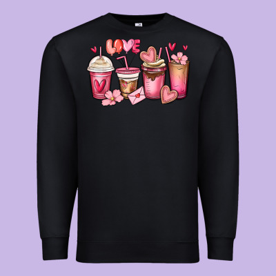 Valentines Day Coffee Cups Premium Sweatshirt Designed By Maliassmallbusiness