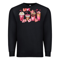 Black valentines day coffee cups Premium Sweatshirt - MaliasSmallBusiness