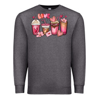 Charcoal Heather valentines day coffee cups Premium Sweatshirt - MaliasSmallBusiness