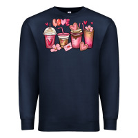 Navy valentines day coffee cups Premium Sweatshirt - MaliasSmallBusiness