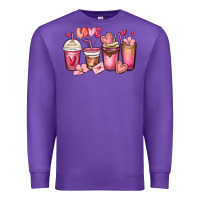 Purple valentines day coffee cups Premium Sweatshirt - MaliasSmallBusiness