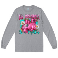 Heather Grey Breast Cancer My Grandma Is A Fighter Long Sleeve Tee - Artiststas