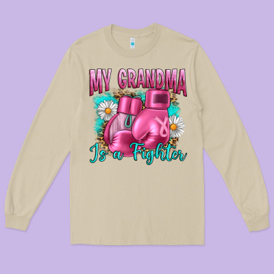 Breast Cancer My Grandma Is A Fighter Long Sleeve Tee Designed By Artiststas