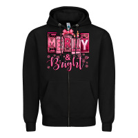 Black merry and bright pink Christmas Zipper Hoodie - Jasminsmagicworld