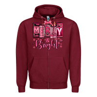 Burgundy merry and bright pink Christmas Zipper Hoodie - Jasminsmagicworld