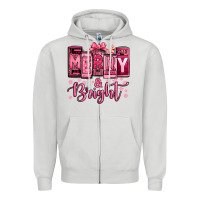 Merry And Bright Pink Christmas Zipper Hoodie | Teevron