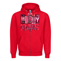 Red merry and bright pink Christmas Zipper Hoodie - Jasminsmagicworld
