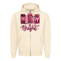Sandshell merry and bright pink Christmas Zipper Hoodie - Jasminsmagicworld