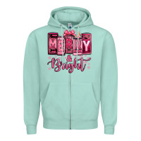 Seafoam merry and bright pink Christmas Zipper Hoodie - Jasminsmagicworld