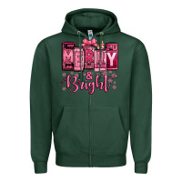 Sports Green merry and bright pink Christmas Zipper Hoodie - Jasminsmagicworld