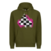 Army Green race flag glitter patch Premium Hoodie - AdoDesignShop
