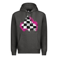 Charcoal Heather race flag glitter patch Premium Hoodie - AdoDesignShop