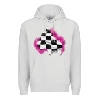 Dove Grey race flag glitter patch Premium Hoodie - AdoDesignShop