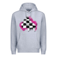 Heather Grey race flag glitter patch Premium Hoodie - AdoDesignShop