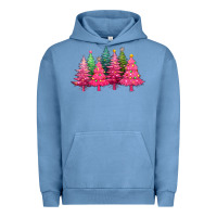 Pigment Pebble Blue christmas tress with lights Urban Hoodie - texasbilliewilder
