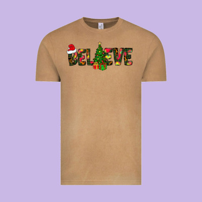 Believe Christmas Vintage Tee Designed By Cowhidedigitalart