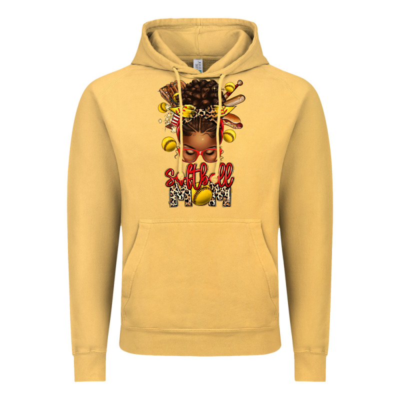 Softball Mom Afro Messy Bun Vintage Hoodie by texasbilliewilder | Teevron