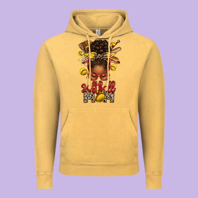 Softball Mom Afro Messy Bun Vintage Hoodie Designed By Texasbilliewilder