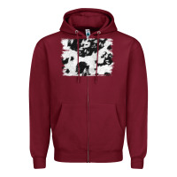 Burgundy black and white cowhide backround Zipper Hoodie - NancyCooperArtShop