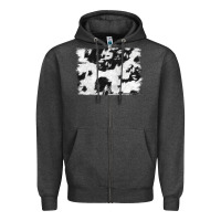 Charcoal Heather black and white cowhide backround Zipper Hoodie - NancyCooperArtShop