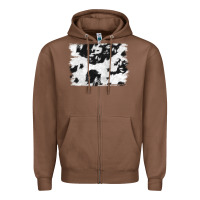 Chestnut black and white cowhide backround Zipper Hoodie - NancyCooperArtShop