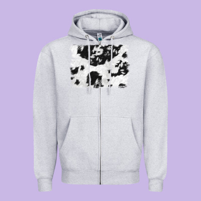 Black And White Cowhide Backround Zipper Hoodie Designed By Nancycooperartshop
