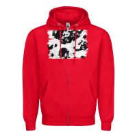 Red black and white cowhide backround Zipper Hoodie - NancyCooperArtShop