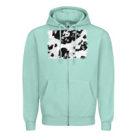 Seafoam black and white cowhide backround Zipper Hoodie - NancyCooperArtShop