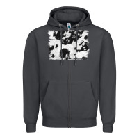 Smoke black and white cowhide backround Zipper Hoodie - NancyCooperArtShop