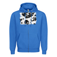 True Royal black and white cowhide backround Zipper Hoodie - NancyCooperArtShop