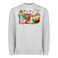 Heather Grey pigs coffee cups Heavyweight Sweatshirt - Zillion Design Studio