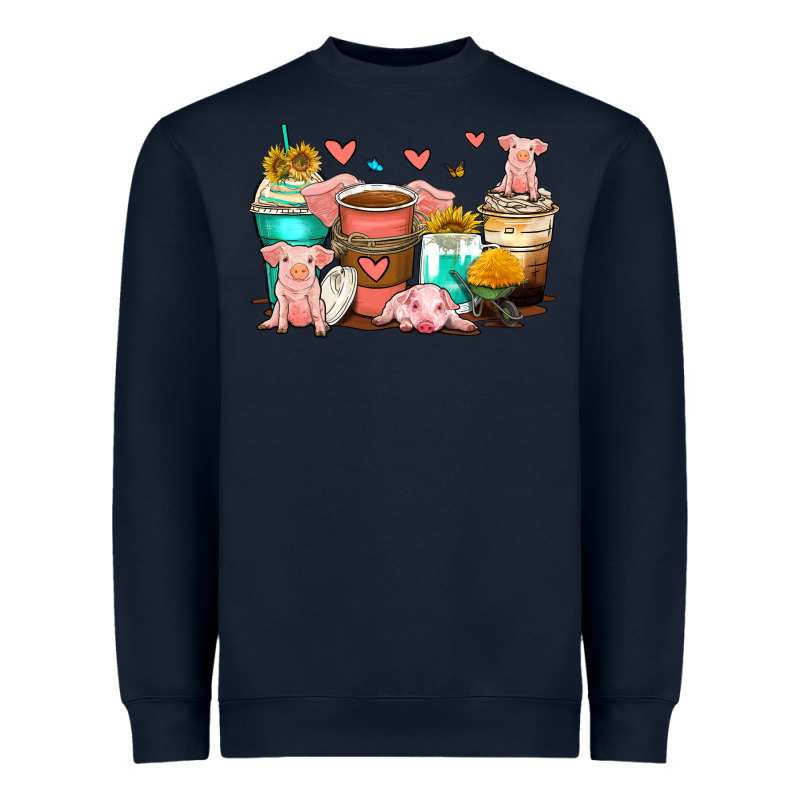 Pigs Coffee Cups Heavyweight Sweatshirt by Zillion Design Studio | Teevron