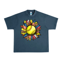 Midnight Navy softball sunflower Urban Heavy Tee - HRA Design Shop