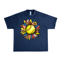 Navy softball sunflower Urban Heavy Tee - HRA Design Shop