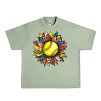 Oil Green softball sunflower Urban Heavy Tee - HRA Design Shop
