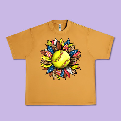 Softball Sunflower Urban Heavy Tee Designed By Hra Design Shop