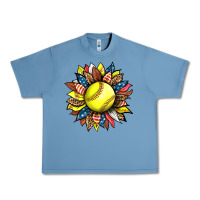 Pebble Blue softball sunflower Urban Heavy Tee - HRA Design Shop