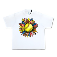 White softball sunflower Urban Heavy Tee - HRA Design Shop
