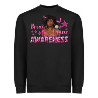 Black Breast Cancer Awareness with Afro Woman Heavyweight Sweatshirt - texasbilliewilder
