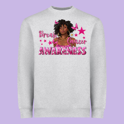 Breast Cancer Awareness With Afro Woman Heavyweight Sweatshirt Designed By Texasbilliewilder