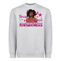Heather Grey Breast Cancer Awareness with Afro Woman Heavyweight Sweatshirt - texasbilliewilder