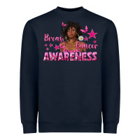 Navy Breast Cancer Awareness with Afro Woman Heavyweight Sweatshirt - texasbilliewilder