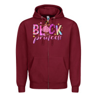 Burgundy black princess black girl Zipper Hoodie - NancyCooperArtShop
