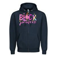 Navy black princess black girl Zipper Hoodie - NancyCooperArtShop