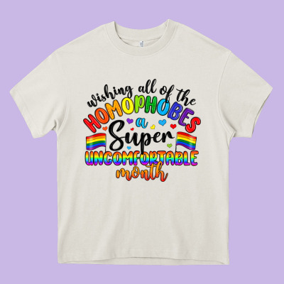 Wishing All Of The Homophobes Uncomfortable Month Heavy Core Tee Designed By Artiststas