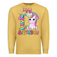 Antique Gold my 1 st birthday with little cute unicorn Premium Sweatshirt - NancyCooperArtShop