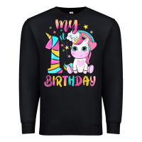 Black my 1 st birthday with little cute unicorn Premium Sweatshirt - NancyCooperArtShop