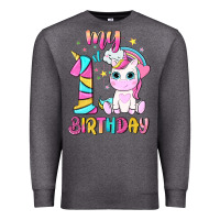 Charcoal Heather my 1 st birthday with little cute unicorn Premium Sweatshirt - NancyCooperArtShop