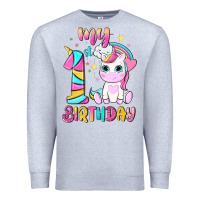 Heather Grey my 1 st birthday with little cute unicorn Premium Sweatshirt - NancyCooperArtShop