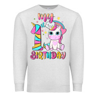 Oatmeal Heather my 1 st birthday with little cute unicorn Premium Sweatshirt - NancyCooperArtShop